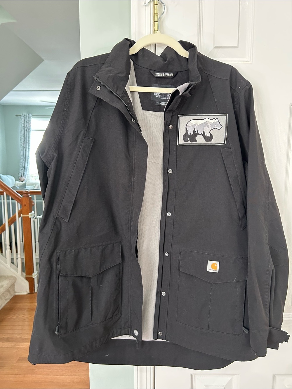 Carhartt Men’s Black Storm Defender Field Jacket with Bear Patch